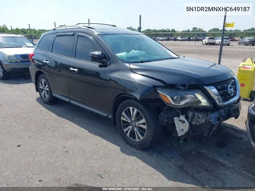 2017 Nissan Pathfinder S/Sv/Sl/Platinum VIN: 5N1DR2MNXHC649187 Lot: 42647295