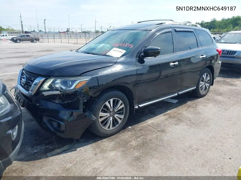 2017 Nissan Pathfinder S/Sv/Sl/Platinum VIN: 5N1DR2MNXHC649187 Lot: 42647295