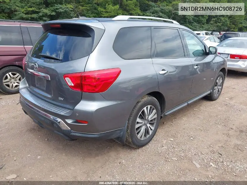 2017 Nissan Pathfinder Sv VIN: 5N1DR2MN6HC908726 Lot: 42647856