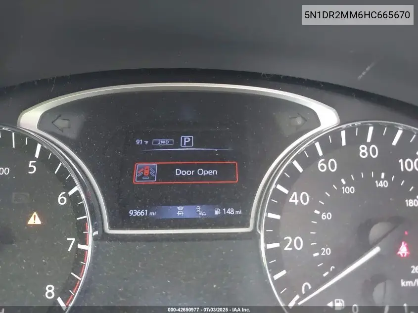 2017 Nissan Pathfinder Platinum VIN: 5N1DR2MM6HC665670 Lot: 42650977