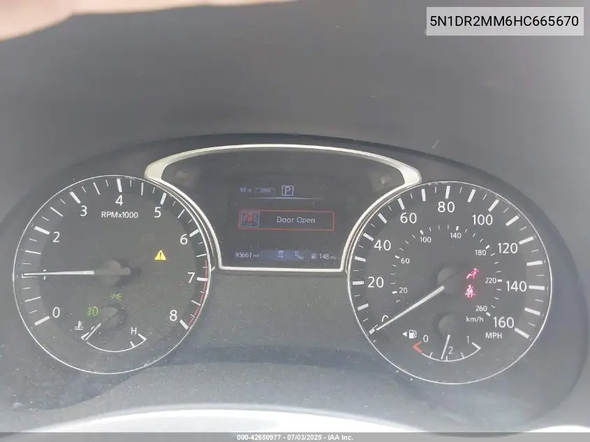 2017 Nissan Pathfinder Platinum VIN: 5N1DR2MM6HC665670 Lot: 42650977