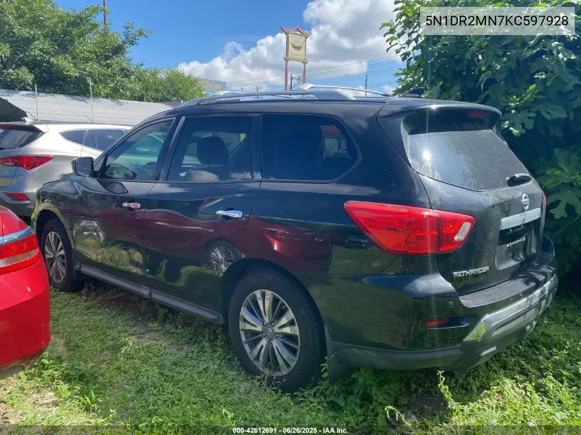 2019 Nissan Pathfinder S VIN: 5N1DR2MN7KC597928 Lot: 42612691