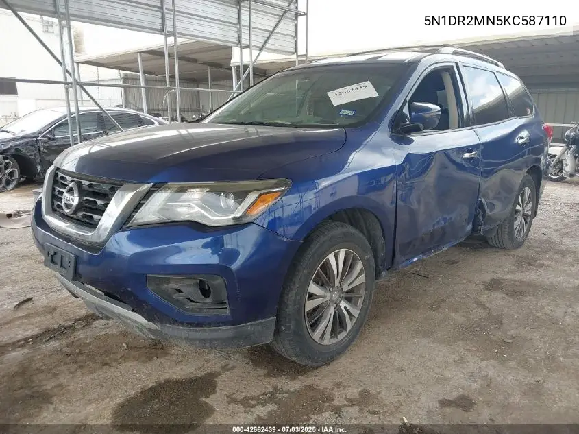 2019 Nissan Pathfinder S VIN: 5N1DR2MN5KC587110 Lot: 42662439