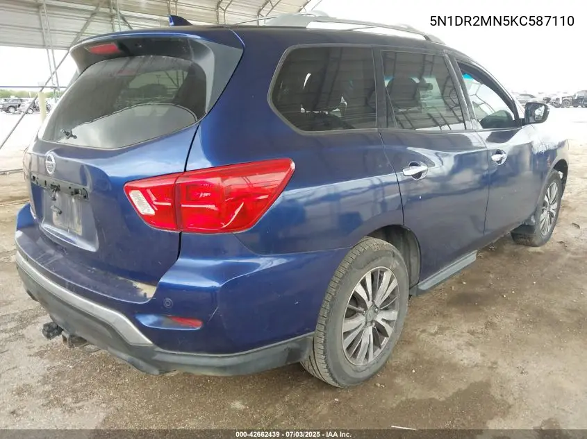 2019 Nissan Pathfinder S VIN: 5N1DR2MN5KC587110 Lot: 42662439
