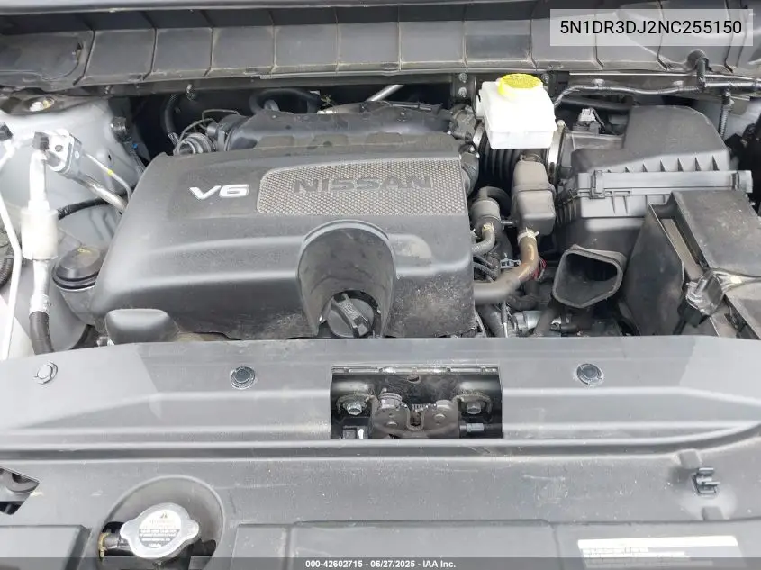 2022 Nissan Pathfinder Platinum 4Wd VIN: 5N1DR3DJ2NC255150 Lot: 42602715