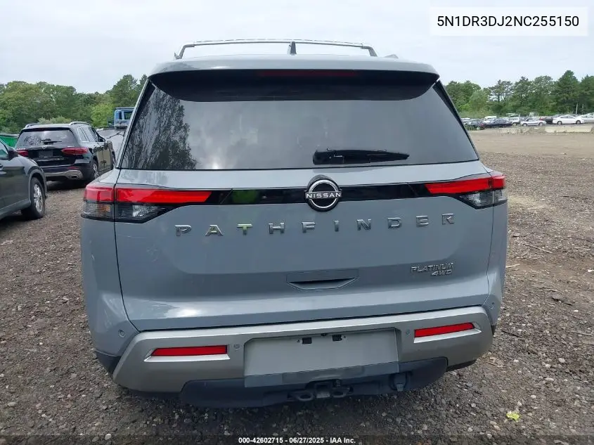 2022 Nissan Pathfinder Platinum 4Wd VIN: 5N1DR3DJ2NC255150 Lot: 42602715