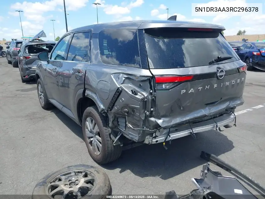 2024 Nissan Pathfinder S Fwd VIN: 5N1DR3AA3RC296378 Lot: 42249673