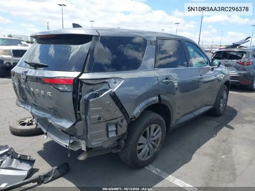 2024 Nissan Pathfinder S Fwd VIN: 5N1DR3AA3RC296378 Lot: 42249673