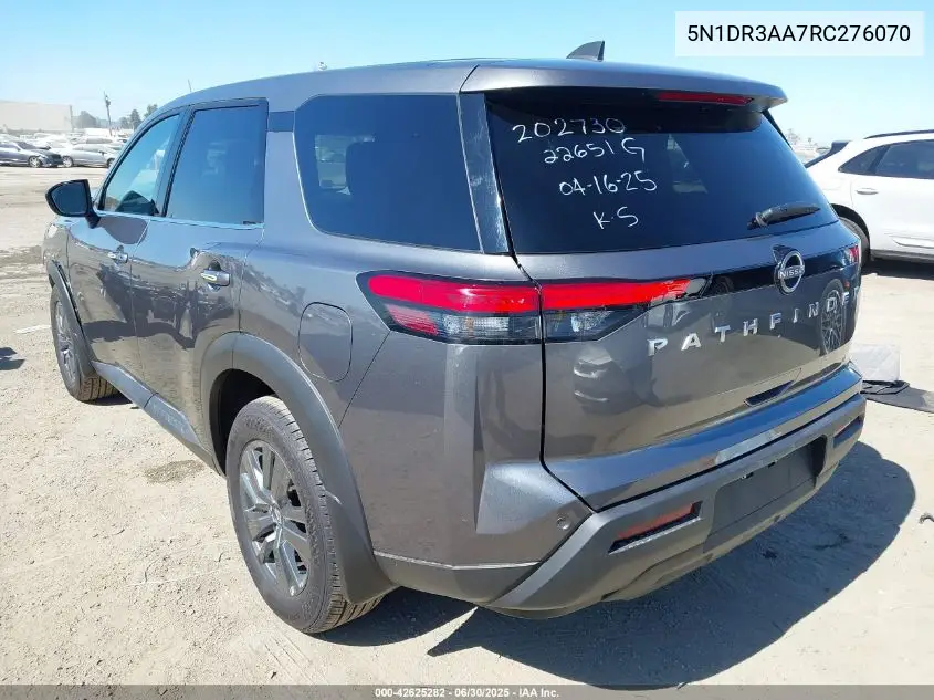 2024 Nissan Pathfinder S Fwd VIN: 5N1DR3AA7RC276070 Lot: 42625282