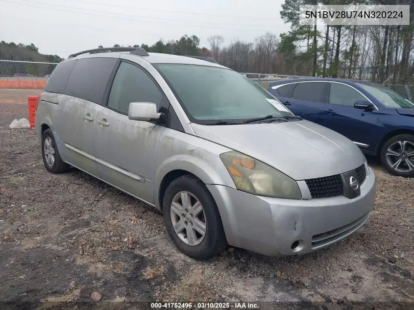 2004 Nissan Quest 3.5 Sl VIN: 5N1BV28U74N320224 Lot: 41752496