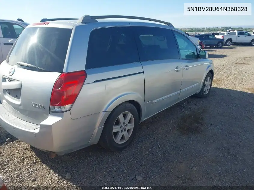 2004 Nissan Quest 3.5 Sl VIN: 5N1BV28U64N368328 Lot: 42271719