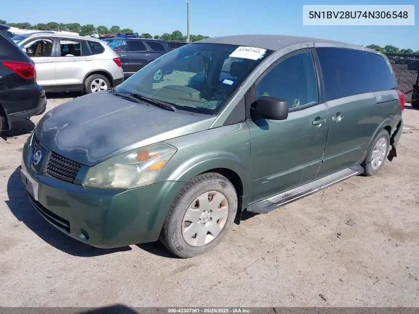 2004 Nissan Quest 3.5 S VIN: 5N1BV28U74N306548 Lot: 42307361