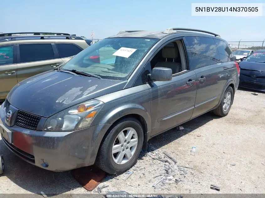 2004 Nissan Quest 3.5 Sl VIN: 5N1BV28U14N370505 Lot: 42437425