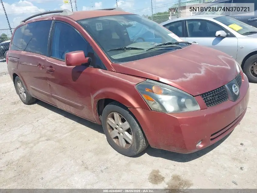 2004 Nissan Quest 3.5 Sl VIN: 5N1BV28U74N370721 Lot: 42440407