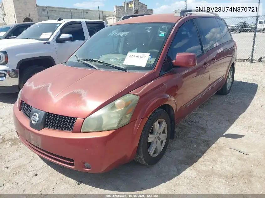 2004 Nissan Quest 3.5 Sl VIN: 5N1BV28U74N370721 Lot: 42440407