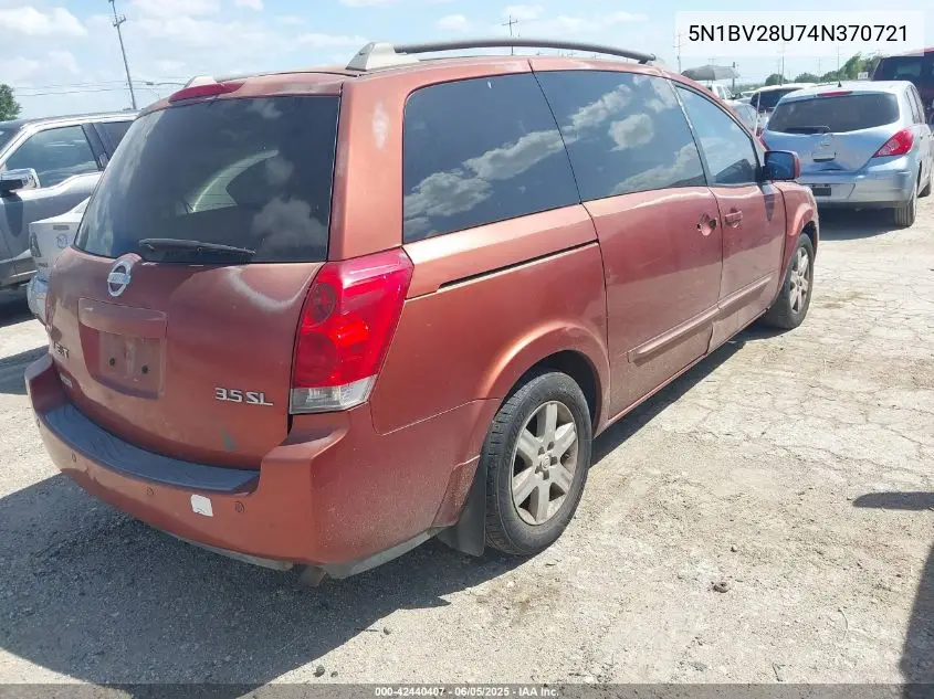 2004 Nissan Quest 3.5 Sl VIN: 5N1BV28U74N370721 Lot: 42440407