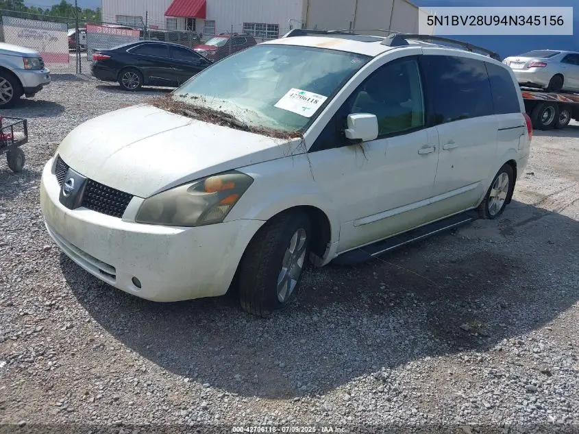 2004 Nissan Quest 3.5 Se VIN: 5N1BV28U94N345156 Lot: 42706118