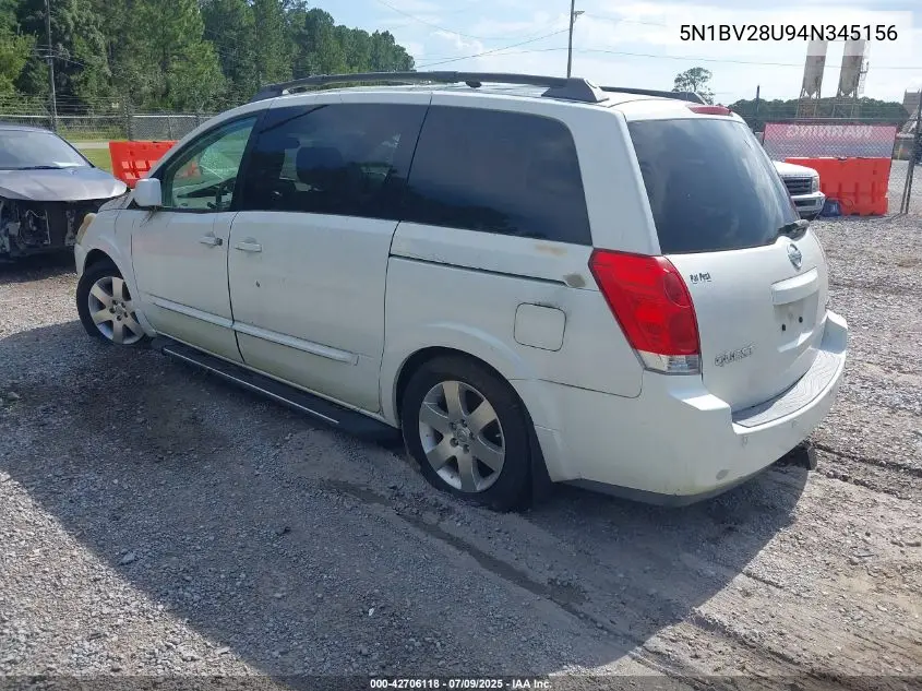 2004 Nissan Quest 3.5 Se VIN: 5N1BV28U94N345156 Lot: 42706118