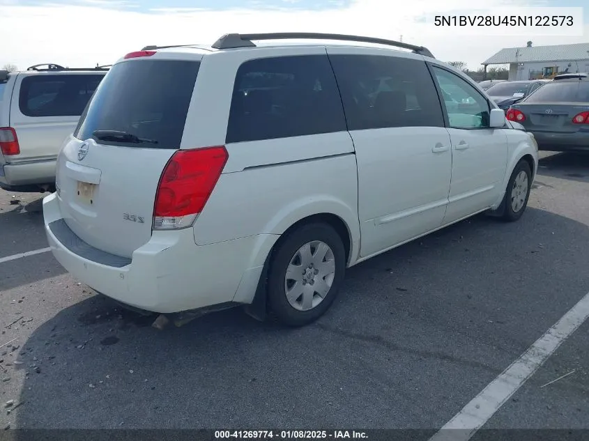 2005 Nissan Quest 3.5 S VIN: 5N1BV28U45N122573 Lot: 41269774