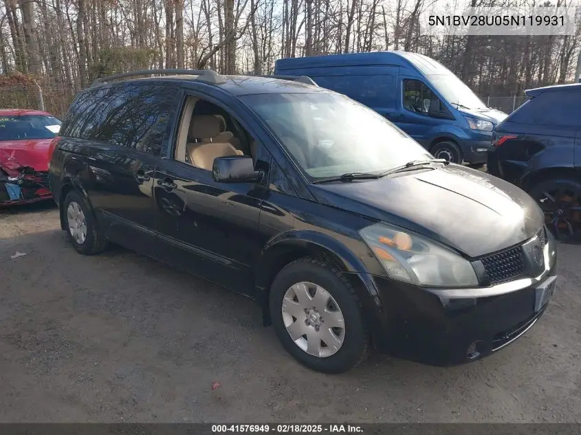 2005 Nissan Quest 3.5 VIN: 5N1BV28U05N119931 Lot: 41576949