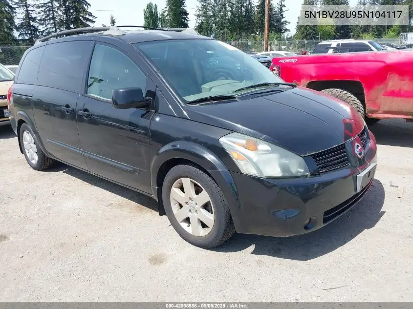 2005 Nissan Quest 3.5 Se VIN: 5N1BV28U95N104117 Lot: 42098588