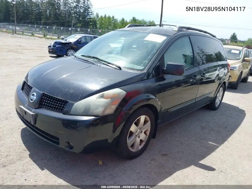 2005 Nissan Quest 3.5 Se VIN: 5N1BV28U95N104117 Lot: 42098588