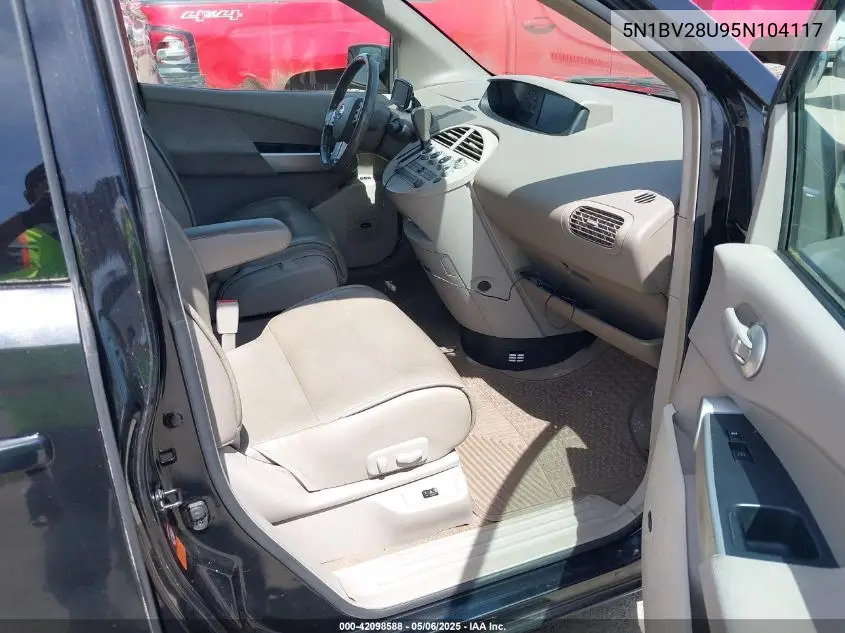 2005 Nissan Quest 3.5 Se VIN: 5N1BV28U95N104117 Lot: 42098588