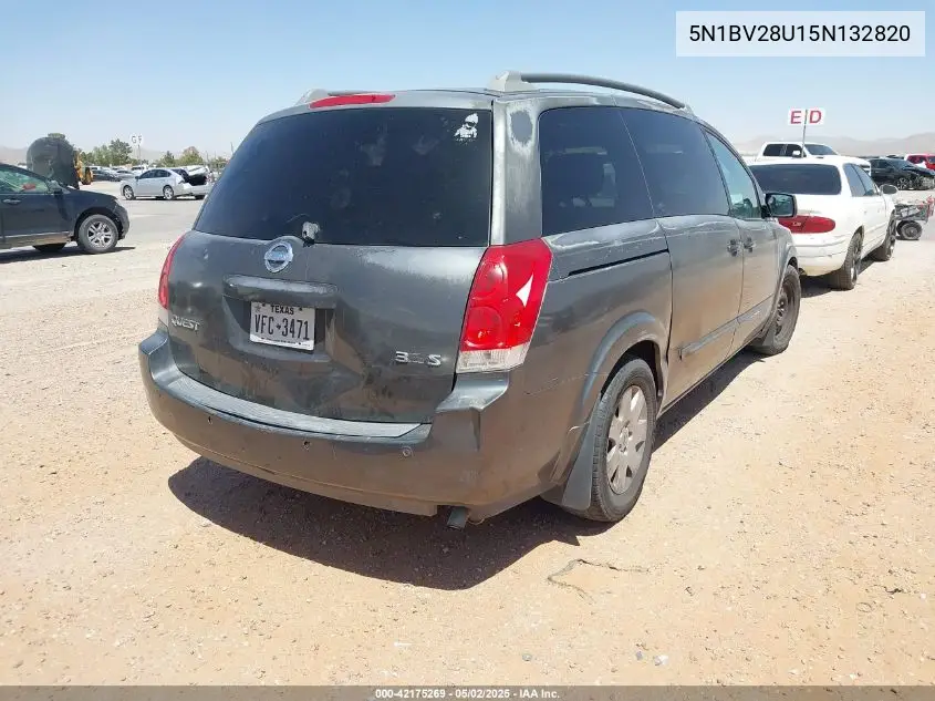 2005 Nissan Quest 3.5 S VIN: 5N1BV28U15N132820 Lot: 42175269