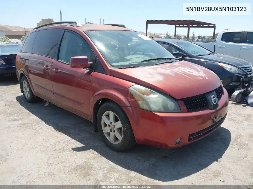 2005 Nissan Quest 3.5 Sl VIN: 5N1BV28UX5N103123 Lot: 42443353