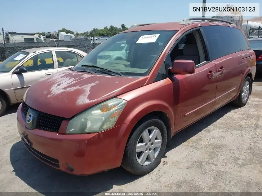 2005 Nissan Quest 3.5 Sl VIN: 5N1BV28UX5N103123 Lot: 42443353