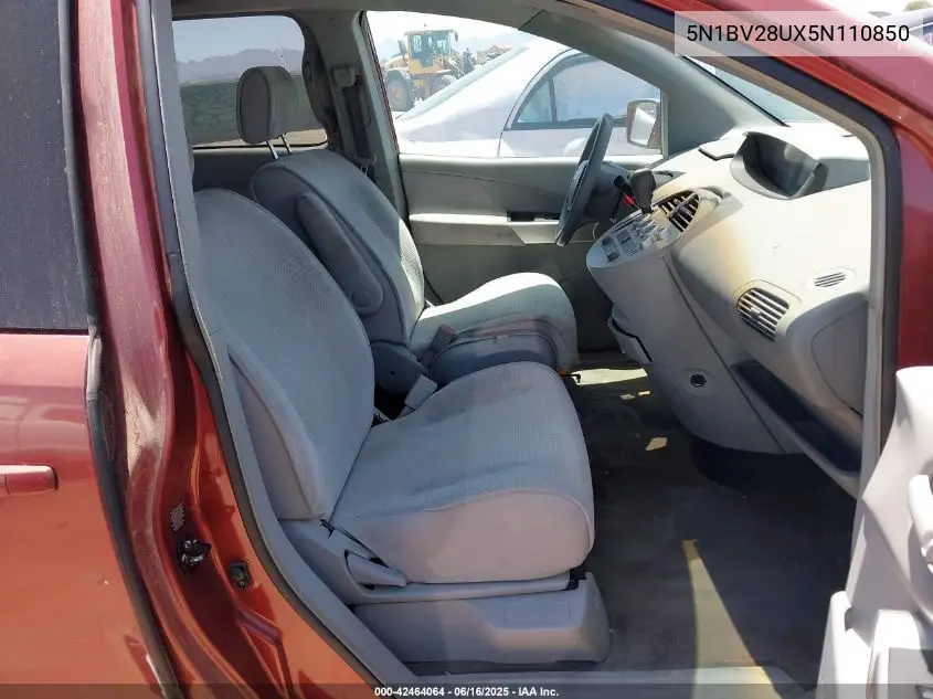 2005 Nissan Quest 3.5 S VIN: 5N1BV28UX5N110850 Lot: 42464064