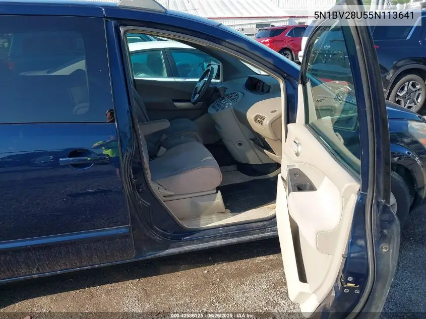 2005 Nissan Quest 3.5 S VIN: 5N1BV28U55N113641 Lot: 42586125