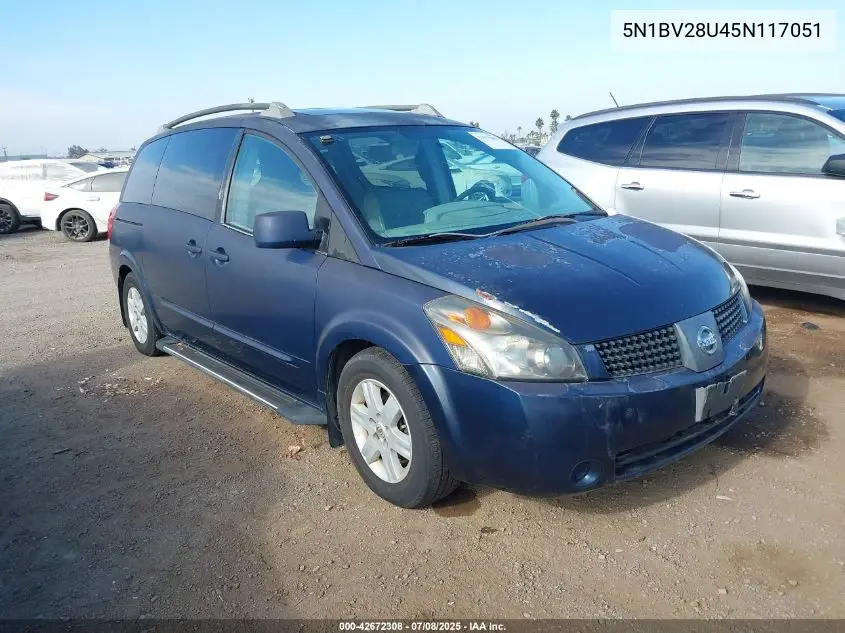 2005 Nissan Quest 3.5 Sl VIN: 5N1BV28U45N117051 Lot: 42672308
