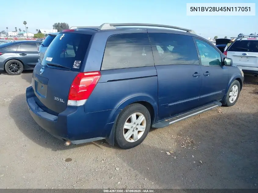 2005 Nissan Quest 3.5 Sl VIN: 5N1BV28U45N117051 Lot: 42672308