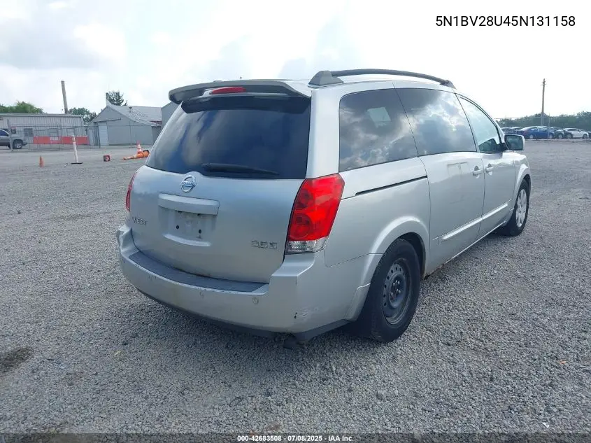 2005 Nissan Quest 3.5 S VIN: 5N1BV28U45N131158 Lot: 42683508