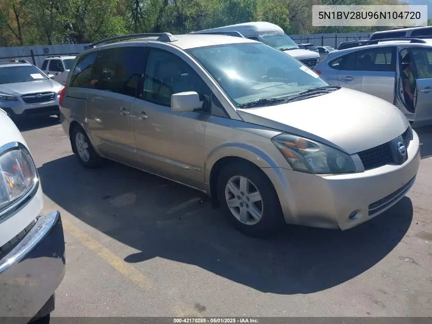 2006 Nissan Quest 3.5 Sl VIN: 5N1BV28U96N104720 Lot: 42170285