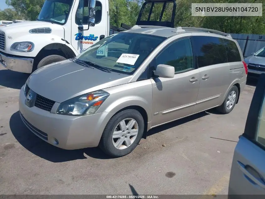 2006 Nissan Quest 3.5 Sl VIN: 5N1BV28U96N104720 Lot: 42170285