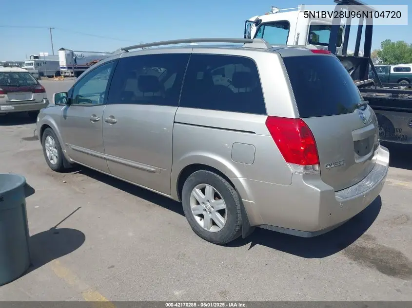 2006 Nissan Quest 3.5 Sl VIN: 5N1BV28U96N104720 Lot: 42170285