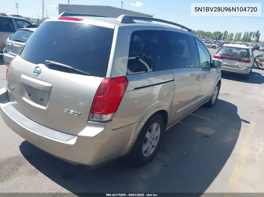 2006 Nissan Quest 3.5 Sl VIN: 5N1BV28U96N104720 Lot: 42170285