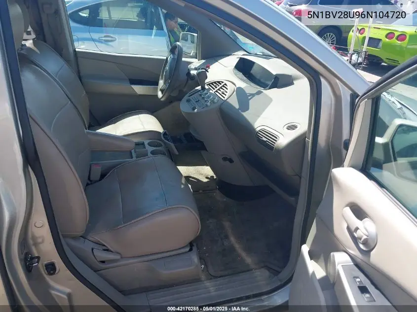 2006 Nissan Quest 3.5 Sl VIN: 5N1BV28U96N104720 Lot: 42170285