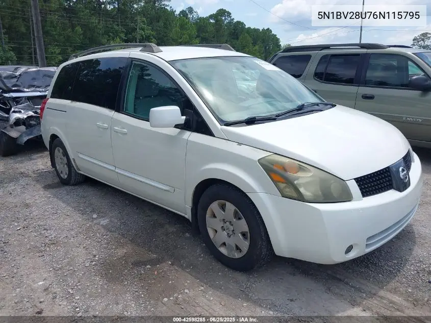 2006 Nissan Quest 3.5 VIN: 5N1BV28U76N115795 Lot: 42598285
