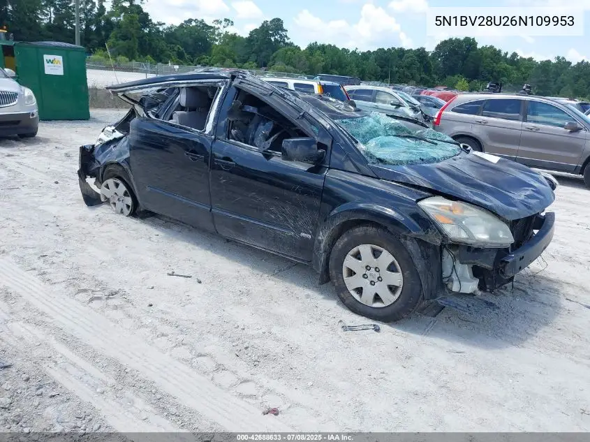2006 Nissan Quest 3.5 S VIN: 5N1BV28U26N109953 Lot: 42688633