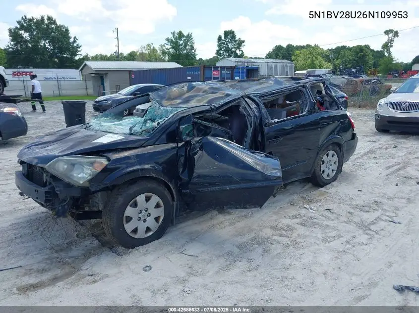 2006 Nissan Quest 3.5 S VIN: 5N1BV28U26N109953 Lot: 42688633