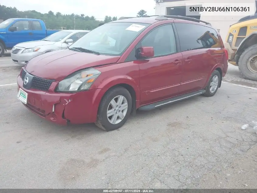 2006 Nissan Quest 3.5 Sl VIN: 5N1BV28U66N106361 Lot: 42709157
