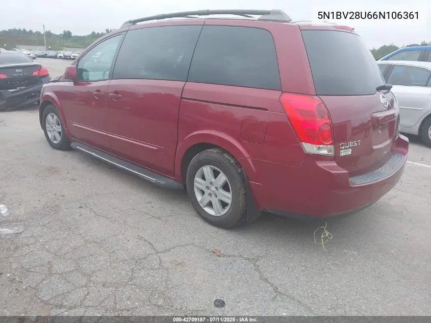 2006 Nissan Quest 3.5 Sl VIN: 5N1BV28U66N106361 Lot: 42709157