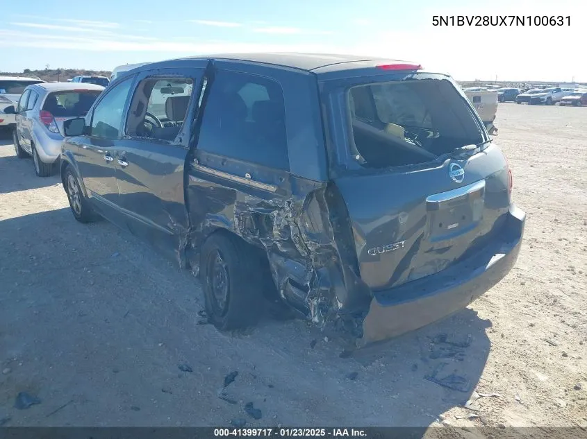2007 Nissan Quest 3.5 VIN: 5N1BV28UX7N100631 Lot: 41399717