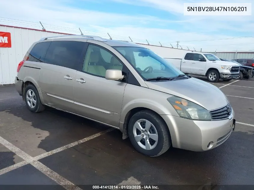 2007 Nissan Quest 3.5 S VIN: 5N1BV28U47N106201 Lot: 41412814