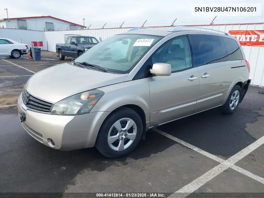 2007 Nissan Quest 3.5 S VIN: 5N1BV28U47N106201 Lot: 41412814