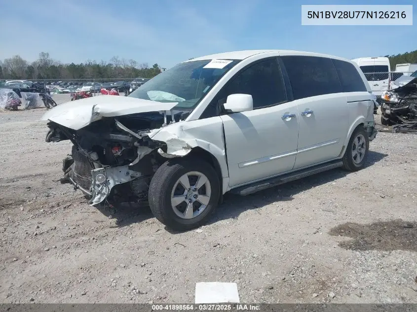 2007 Nissan Quest 3.5 VIN: 5N1BV28U77N126216 Lot: 41898564