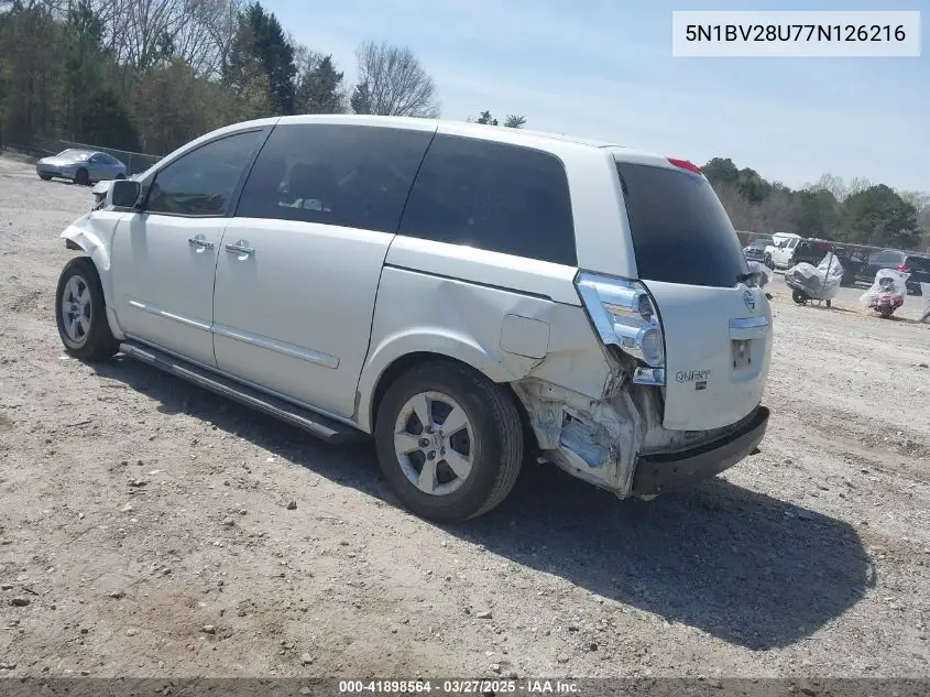 2007 Nissan Quest 3.5 VIN: 5N1BV28U77N126216 Lot: 41898564